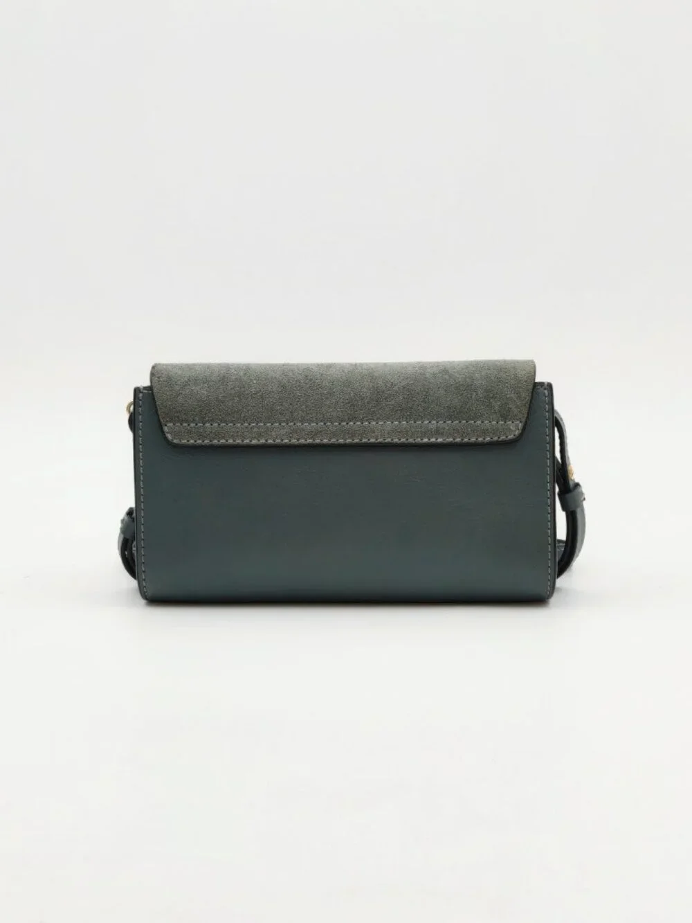 Chloé Faye Small Crossbody Bag Dark Green Suede Leather Gold Chain Authentic